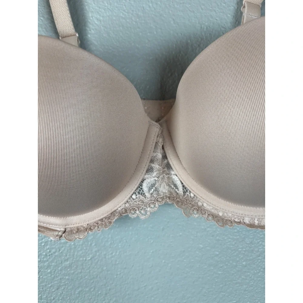 Maidenform Multi-way Push Up Extreme Lift Open Neckline Bra 34D‎ Beige Strapless